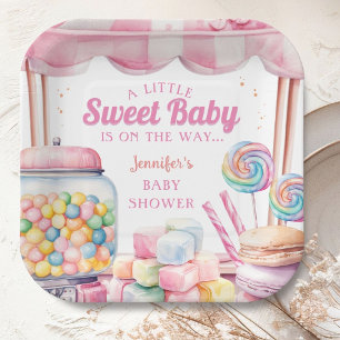 Assiettes En Carton Candyland Baby shower fille rose