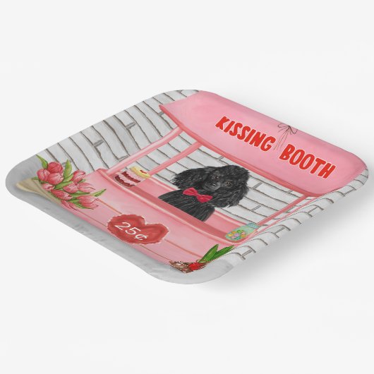 Assiettes En Carton caniche Chien Valentine's Day Kissing Booth (Angulaire)