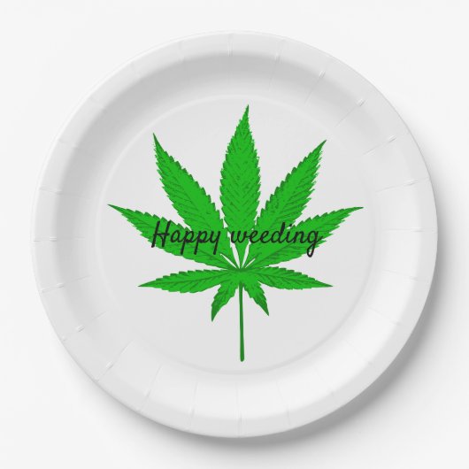 Assiettes En Carton Cannabis, Joyeux jeu de Mariage d'herbe (Devant)