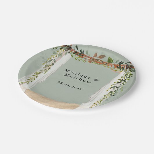 Assiettes En Carton Canopée de sable de plage Elégant Mariage moderne  (Angle)