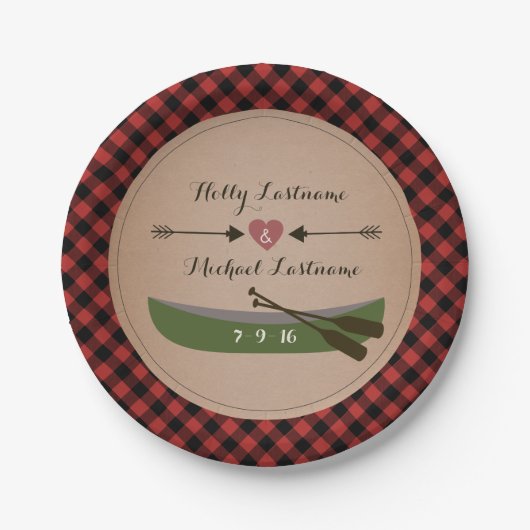 Assiettes En Carton Canot Plaid + Flèches Mariage rustique (Devant)