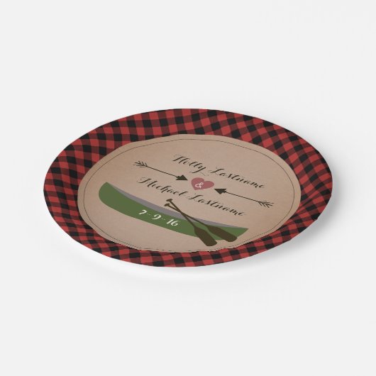 Assiettes En Carton Canot Plaid + Flèches Mariage rustique (Angle)