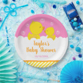 Assiettes En Carton Caoutchouc jaune et rose Baby shower (Fête)