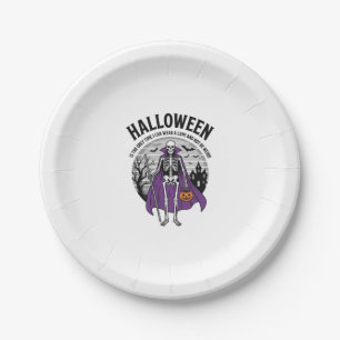 Assiettes En Carton Cape de Halloween drôle de squelette Citation Desi