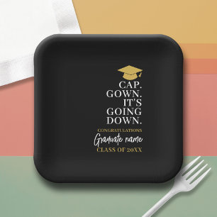Assiettes En Carton Cape et Toge C'est Parti - Nom Remise des diplômes