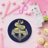 Assiettes En Carton Capitaine de bateau personnalisable votre Ancre (Fête)