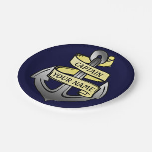 Assiettes En Carton Capitaine de bateau personnalisable votre Ancre