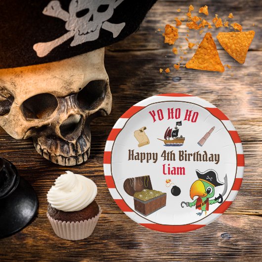 Assiettes En Carton Capitaine Parrot Trésor Pirate Boy's Birthday
