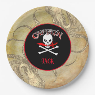 Assiettes En Carton Capitaine pirate personnalisée
