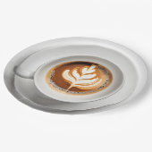 Assiettes En Carton Cappuccino Design Feuille En Coupe Blanche (Angle)