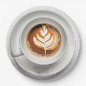 Assiettes En Carton Cappuccino Design Feuille En Coupe Blanche (Devant)