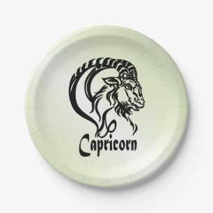 Assiettes En Carton Capricorne Chèvre de mer Zodiac vert