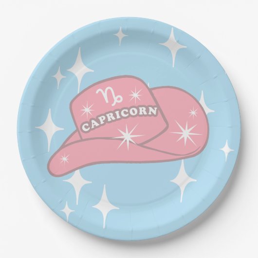 Assiettes En Carton Capricorne moderne Zodiac Cowgirl Casquette Blue P (Devant)