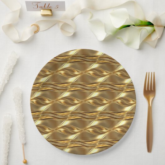 Assiettes En Carton Captivating gold pattern (Mariage)