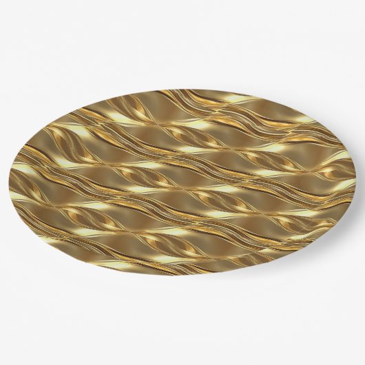 Assiettes En Carton Captivating gold pattern (Angle)