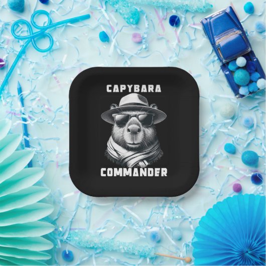 Assiettes En Carton Capybara Avec Lunettes De Soleil Capy Commander (Fête)
