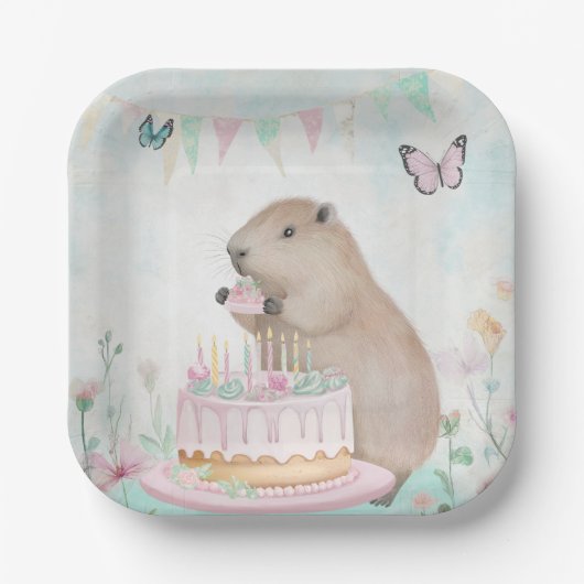 Assiettes En Carton Capybara Cakefest Kids Party Plaques de papier (Recto)