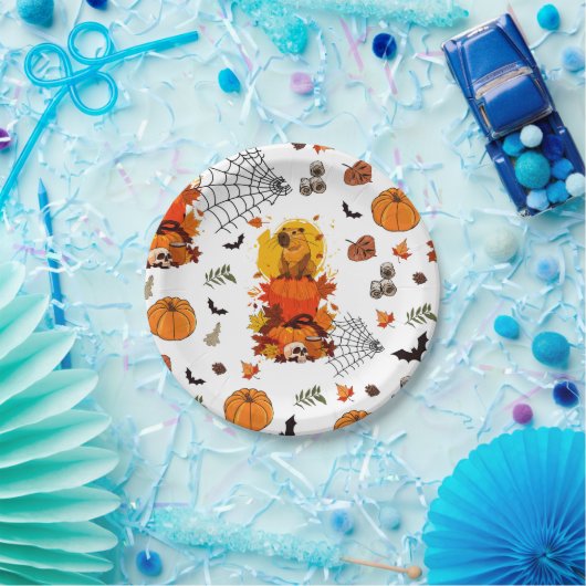 Assiettes En Carton Capybara Halloween. Citrouille sorcier. (Fête)