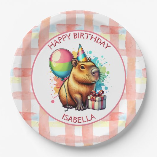 Assiettes En Carton Capybara themed Girl's Birthday Party (Devant)