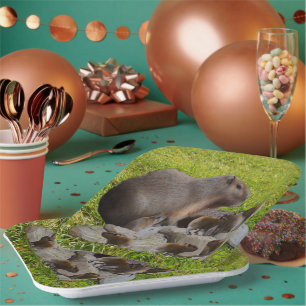Assiettes En Carton Capybaras De Mère Et De Bébé,