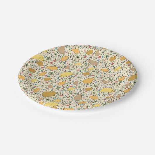Assiettes En Carton Capybaras en jaune (Angle)