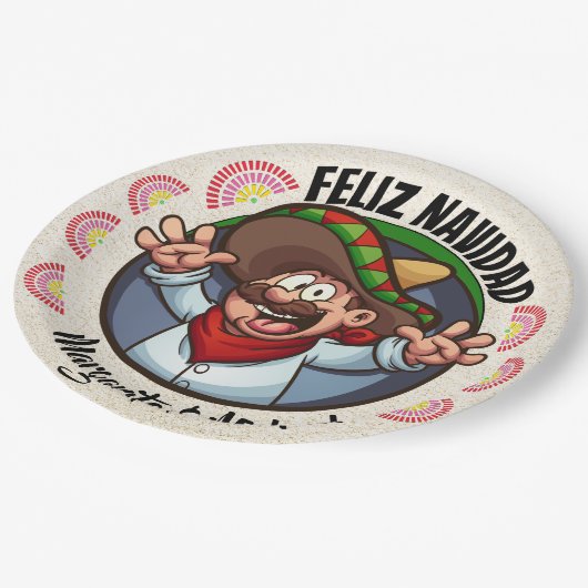 Assiettes En Carton Carácter espagnol Joyeux Noël (Angle)