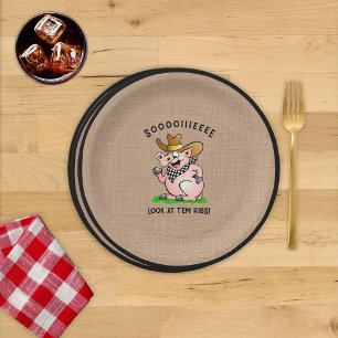 Assiettes En Carton Caractère de dessin amusant de porc de porc