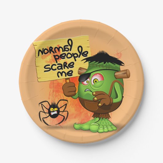 Assiettes En Carton Caractère Frankenstein de 'Normal People Scare Me' (Devant)