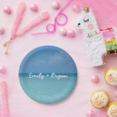 Assiettes En Carton Caraïbes Horizon Tropical Turquoise Bleu (Fête)