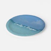 Assiettes En Carton Caraïbes Horizon Tropical Turquoise Bleu (Angle)