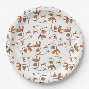 Assiettes En Carton Caramel de pêche taupe florale romantique