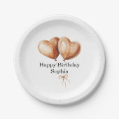 Assiettes En Carton Caramel Heart Balloons Birthday (Devant)