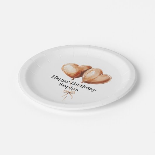 Assiettes En Carton Caramel Heart Balloons Birthday (Angle)