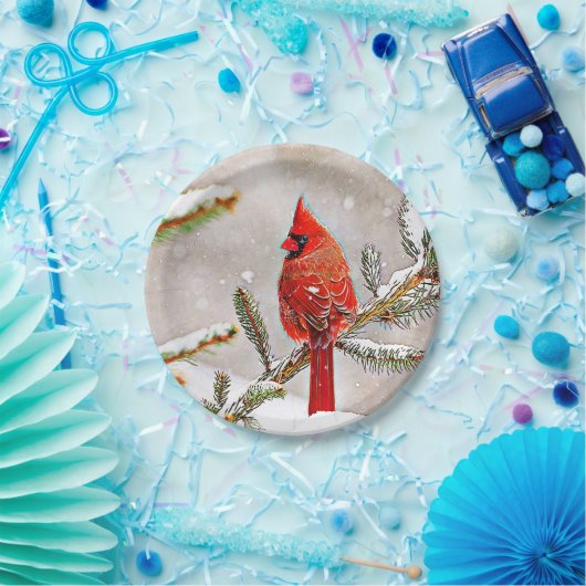 Assiettes En Carton Cardinal dans un pin (Fête)