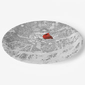 Assiettes En Carton Cardinal en hiver (Angle)