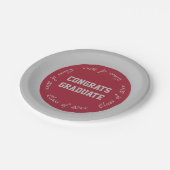 Assiettes En Carton Cardinal Red Grey Congrats Graduate Class of 2024 (Angle)