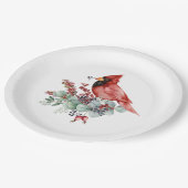 Assiettes En Carton Cardinal rouge, Baies rouges, Noël Eucalyptus (Angle)