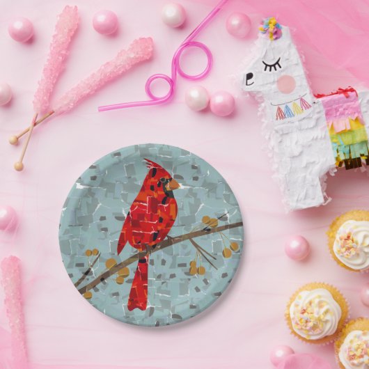 Assiettes En Carton Cardinal Rouge, l'oiseau de Noël (Fête)