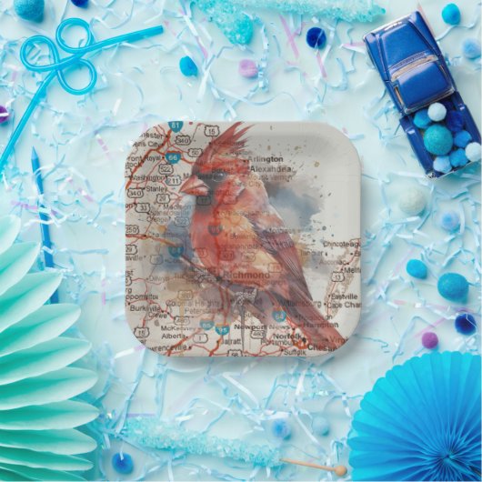 Assiettes En Carton Cardinal sur Virginia Road Map (Fête)