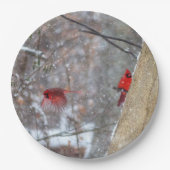 Assiettes En Carton Cardinaux dans la neige (Devant)