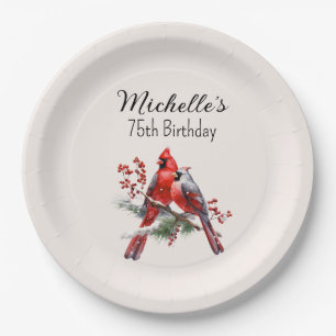 Assiettes En Carton Cardinaux rouges 75e anniversaire