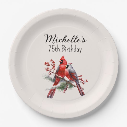 Assiettes En Carton Cardinaux rouges 75e anniversaire (Devant)