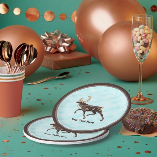Assiettes En Carton Caribou/Reindeer d'art populaire (Multi)