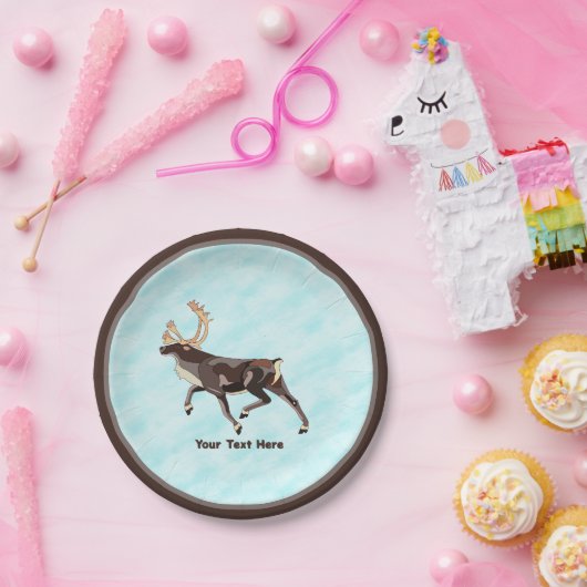 Assiettes En Carton Caribou/Reindeer d'art populaire (Fête)