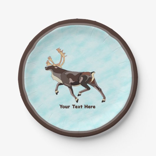 Assiettes En Carton Caribou/Reindeer d'art populaire (Devant)