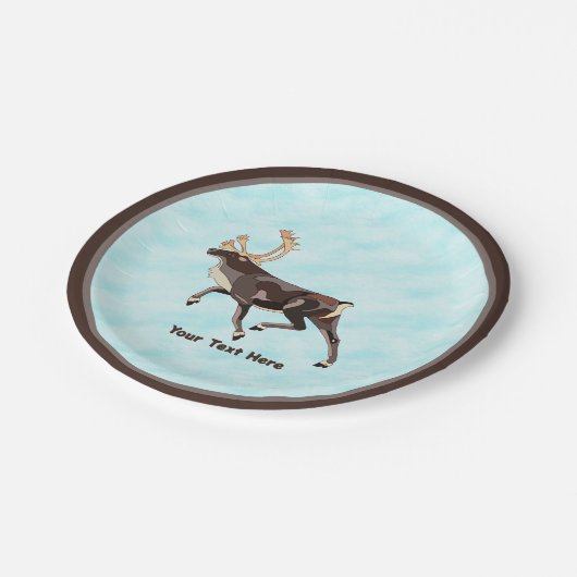 Assiettes En Carton Caribou/Reindeer d'art populaire (Angle)