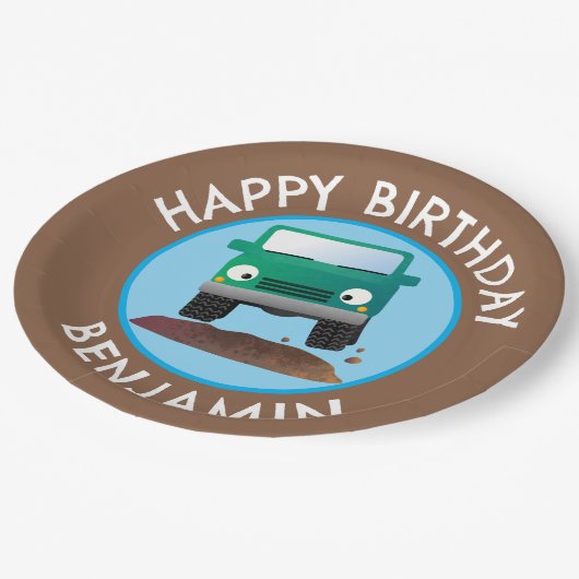 Assiettes En Carton Caricature 4 X 4 hors route personnalisée (Angle)