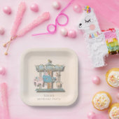 Assiettes En Carton Caricature Animaux Carrousel Fête d'anniversaire (Fête)