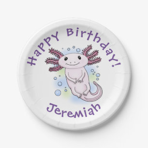 Assiettes En Carton Caricature axolotl rose adorable