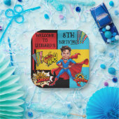 Assiettes En Carton Caricature comique Superhero (Fête)